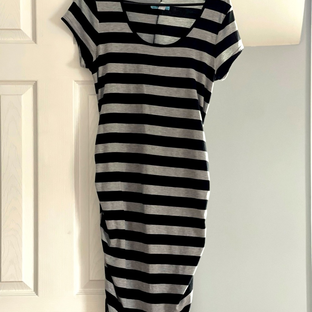 Old Navy black & gray striped dress.